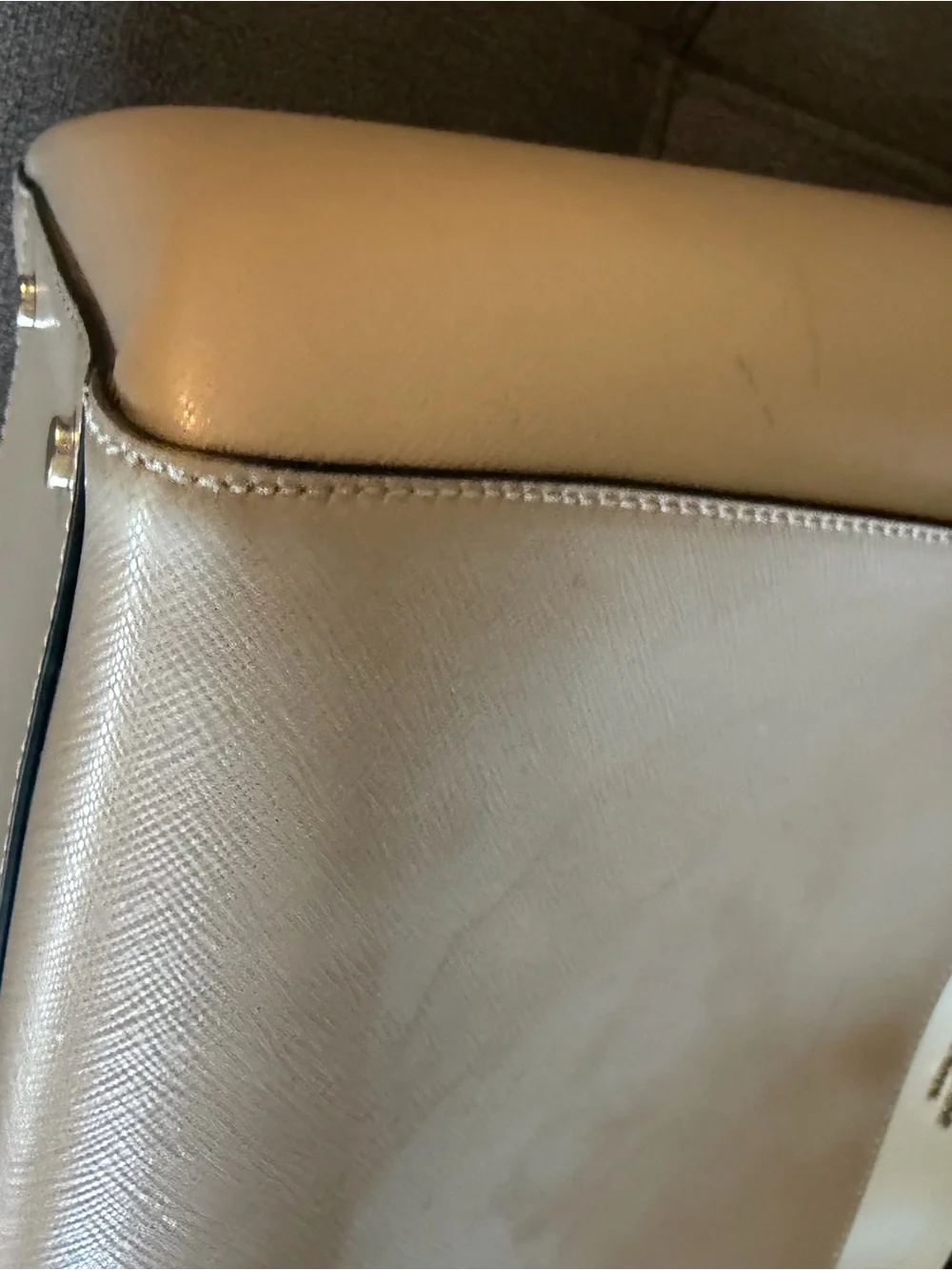 kate spade cream/tan tote with black trim